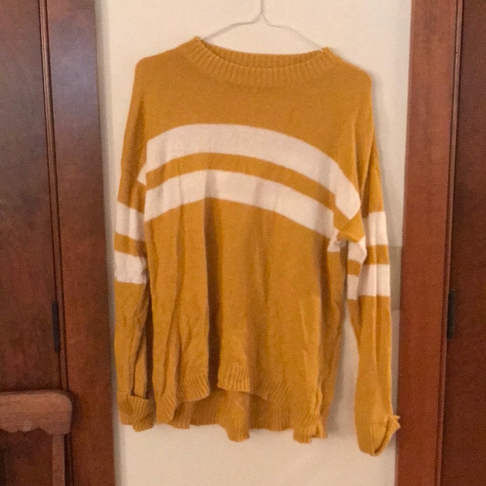 american eagle yellow striped sweater